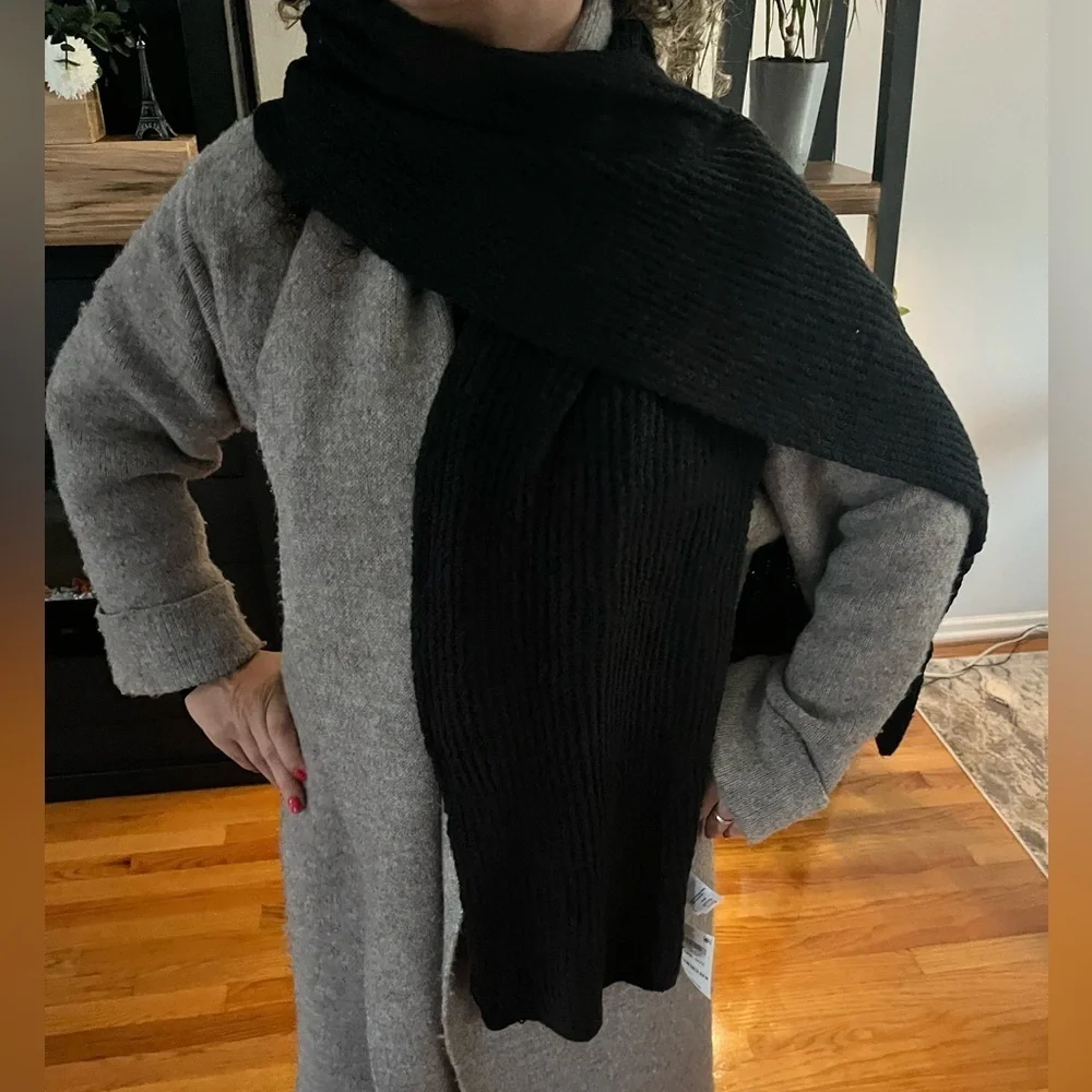 Style & Co Rib Solid Black Scarf